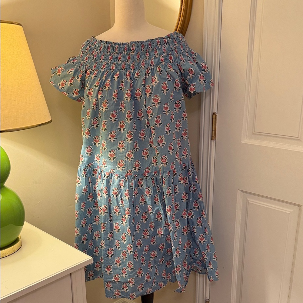 Marea Chic Blue Floral Off-Shoulder Mini Dress